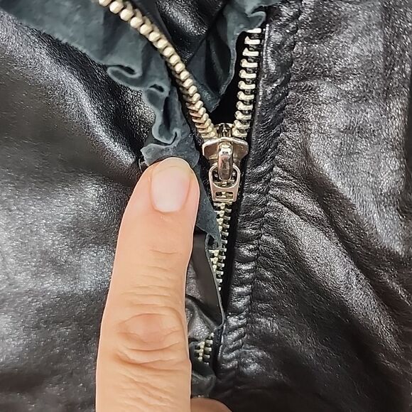 Kenna-T black leather moto ruffled leather jacket size large - Picture 4 of 11